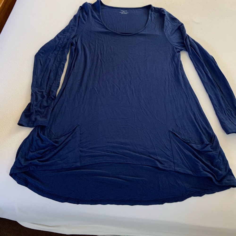 Long sleeve flowy knit shirt-dress